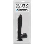 Basix Rubber Works  25,4 cm Verga y Testículos con Ventosa – Color Negro