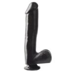 Basix Rubber Works  25,4 cm Verga y Testículos con Ventosa – Color Negro