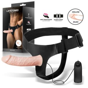 Bemax Arnés con Dildo Hueco Desmontable, Vibración y Control Remoto 8 Arnés con Dildo Hueco Jessica 18 cm - Erotiks | Tienda erótica online