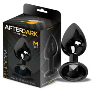 Blackgem Plug Anal Metálico con Joya Color Negro Talla M 15 - Erotiks | Tienda erótica online