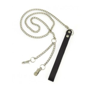 Correa Metálica con Pinzas Labios Vaginales 90cm 4 Plumas y Pala 2 en 1 36 cm Negro/Rojo - Erotiks | Tienda erótica online