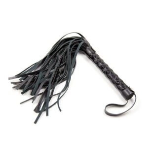 Flogger Patrón de Diamante y Mango de Metal 39 cm Negro 10 Mordaza con Aro de Metal Aro: 5 cm - Erotiks | Tienda erótica online
