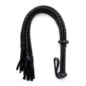 Flogger Trenzado 75 cm Negro 6 Pala Flexible con Mango de Madera 51 cm - Erotiks | Tienda erótica online