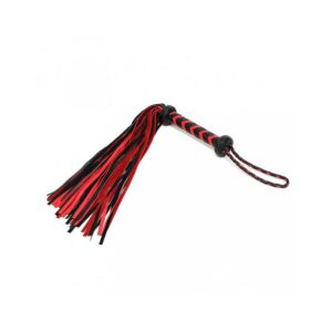 Flogger Trenzado Cuero Negro Rojo 3 Flogger de Cadenas con Mango con Brillantes - Erotiks | Tienda erótica online