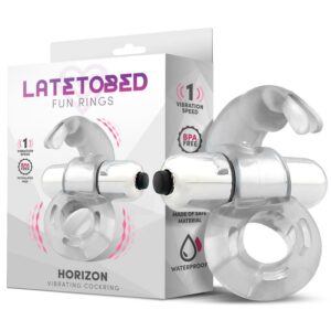 Horizon Anillo Vibrador con Conejito Transparente 5 Rring First Date Anillo para el Pene con Vibración USB Silicona - Erotiks | Tienda erótica online