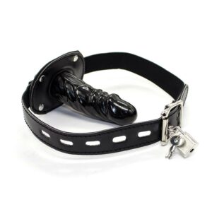 Mordaza con Candado y Forma de Pene 10 cm Grande Negro 2 Mordaza con Aro de Metal Aro: 5 cm - Erotiks | Tienda erótica online