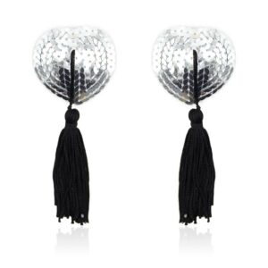 Pezoneras Autoadhesivas Forma de Corazón con Lentejuelas Negro/Plata 6 Pezoneras con Encaje y Patrón Floral Rojo - Erotiks | Tienda erótica online