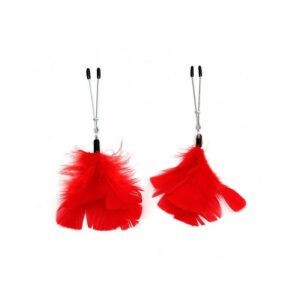 Pinzas para Pezones con Plumas Rojas Ajustables 7 Set de Bondage 7 Pz Furry Set - Erotiks | Tienda erótica online