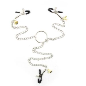 Pinzas para Pezones y Clitoris con Cadena Metal 9 Pinzas para Pezones con Cadena - Slut - Erotiks | Tienda erótica online