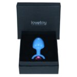 Plug Anal de Metal Azul Rosebud con Joya Rosa