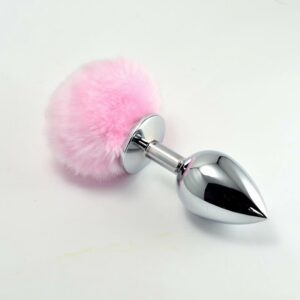Plug Anal de Metal con Pompon Rosa Talla L 10 - Erotiks | Tienda erótica online