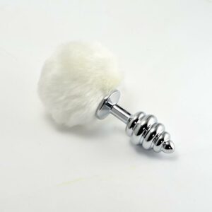Plug Anal de Metal en Espiral con Pompon Blanco 5 Baile Plug Anal Color Púrpura - Erotiks | Tienda erótica online