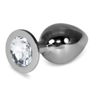 Plug Anal Metal RoseBud Classic con Joya Transparente Talla L 11 - Erotiks | Tienda erótica online