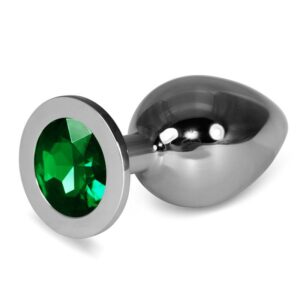 Plug Anal Metal RoseBud Classic con Joya Verde Talla L 12 - Erotiks | Tienda erótica online