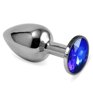 Plug Anal Plateado Rosebud Classic con Joya Azul Oscuro Talla S 18 - Erotiks | Tienda erótica online