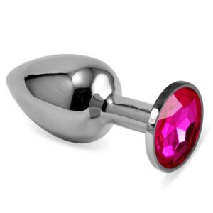 Plug Anal Plateado Rosebud Classic con Joya Fuchsia Talla S 10 - Erotiks | Tienda erótica online