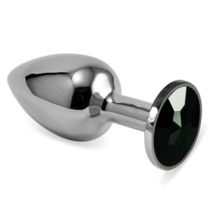 Plug Anal Plateado Rosebud Classic con Joya Negro Talla S 11 - Erotiks | Tienda erótica online