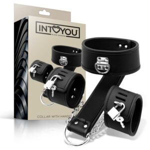 Set de Collar con Esposas y para Muñecas Cuero Vegano 14 - Erotiks | Tienda erótica online