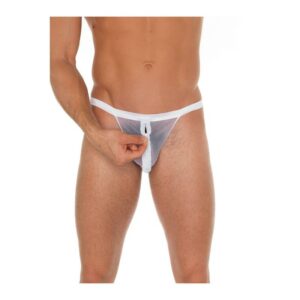 Tanga con Cremallera Blanco Talla Única 5 Pantalon Corto Rejilla Negro - Erotiks | Tienda erótica online