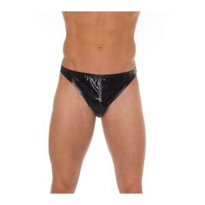 Tanga Negro Brillante Talla Única 3 Panty Masculino de Cuero Talla Única - Erotiks | Tienda erótica online