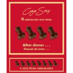 Caja Roja Sexy Forma de Pene Chocolate Negro 8 unidades