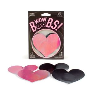 Wow Boobs! Cubre Pezones Corazón Holográficos 3 Pezoneras con Encaje y Patrón Floral Rojo - Erotiks | Tienda erótica online