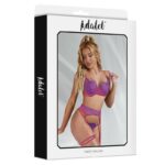 Stella Set Sujetador, Tanga, Liguero y Liga Púrpura y Rosa