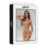 Zoey Set Sujetador, Tanga, Liguero y Ligas Amarillo Floral