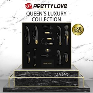 Luxury Set Queens 12 Juguetes Negro y Oro 18k 9 Count Cockula Dildo Silicona - Erotiks | Tienda erótica online