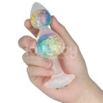 Gemoria Plug Anal de Silicona con Centro de Cristal Multicolor