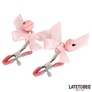 Pinzas para Pezones Lazo y Cascabel Rosa 3 Pinzas para Pezones Color Oro Rosa - Erotiks | Tienda erótica online
