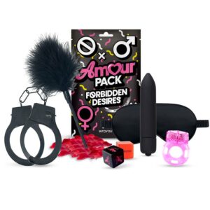 Set de 7 Piezas Forbidden Desires 9 Kit Bondage Deluxe con Vibrador Negro - Erotiks | Tienda erótica online