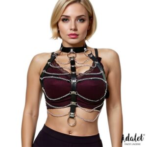 Hilda Arnés de Pecho con Cadenas Cuero Vegano Talla Única
