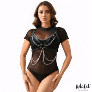 Noelle Arnés para Pecho Cuero Vegano con Cadenas Talla Única