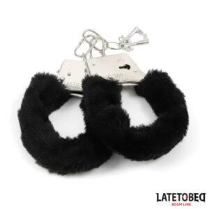 Esposas de Metal Furry con Pelo Negro